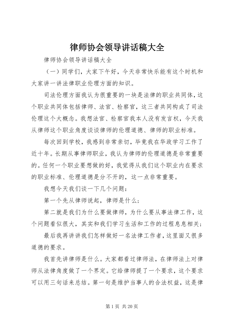 2023年律师协会领导致辞稿大全.docx_第1页