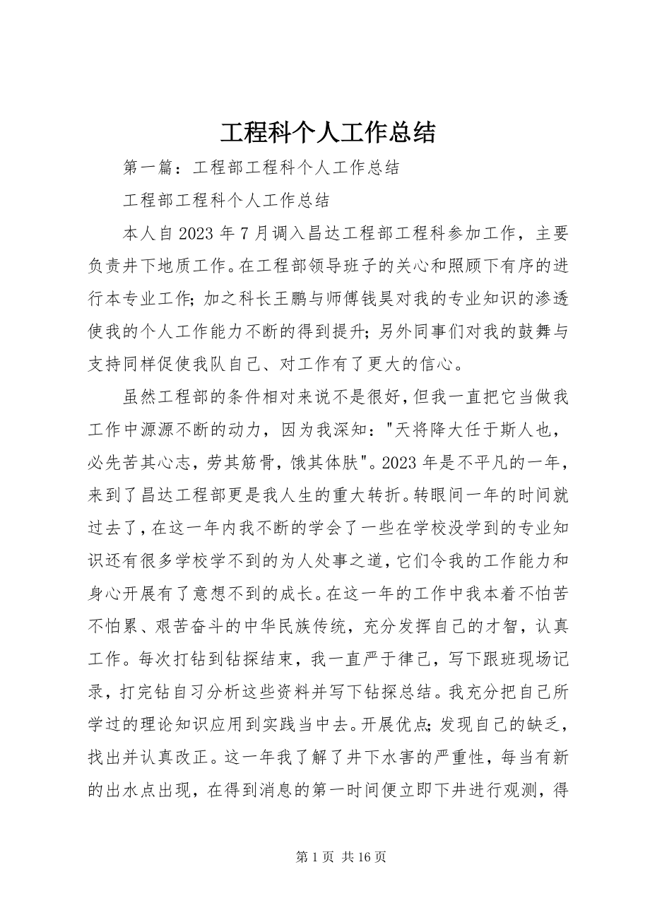 2023年工程科个人工作总结.docx_第1页