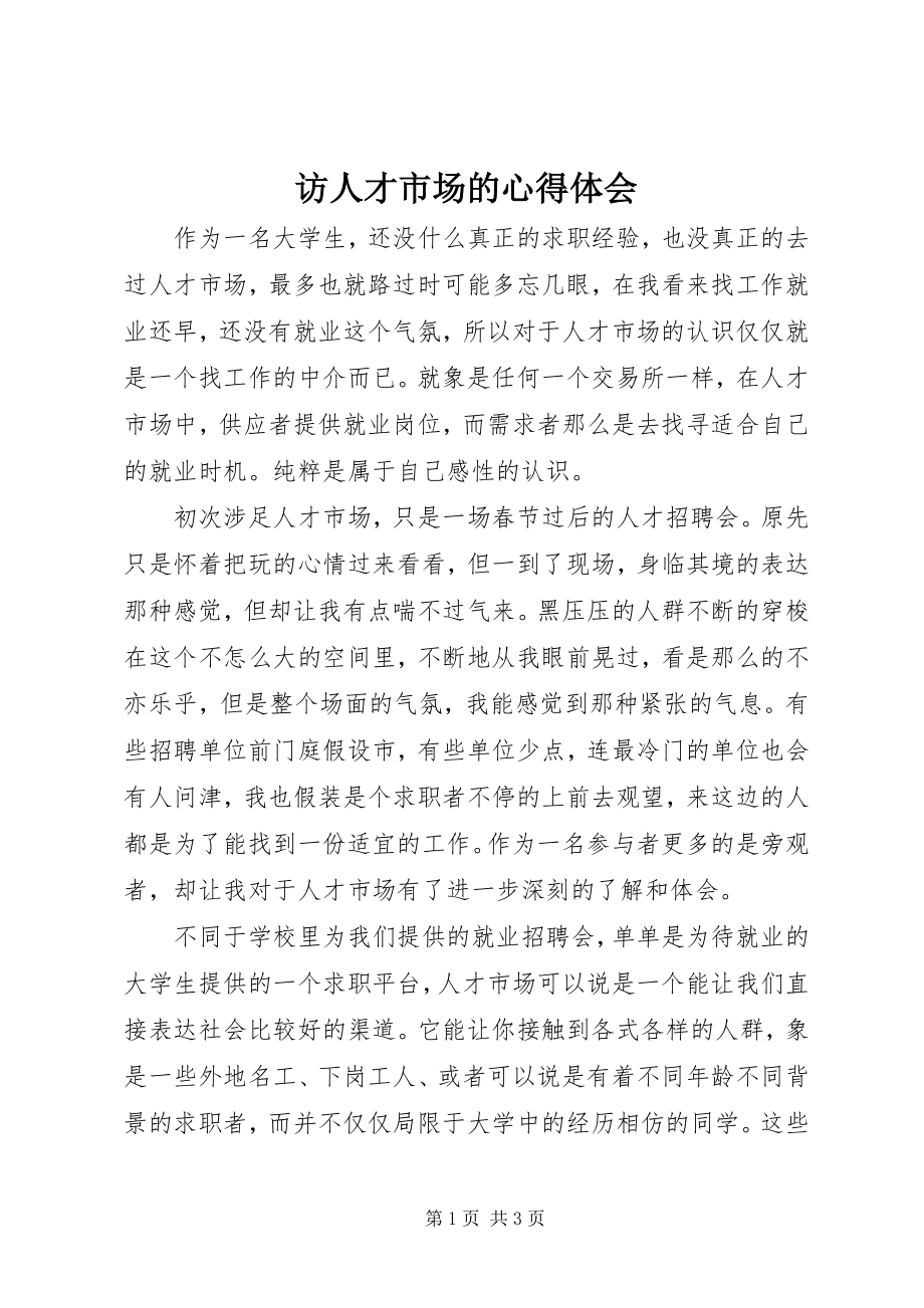 2023年访人才市场的心得体会.docx_第1页