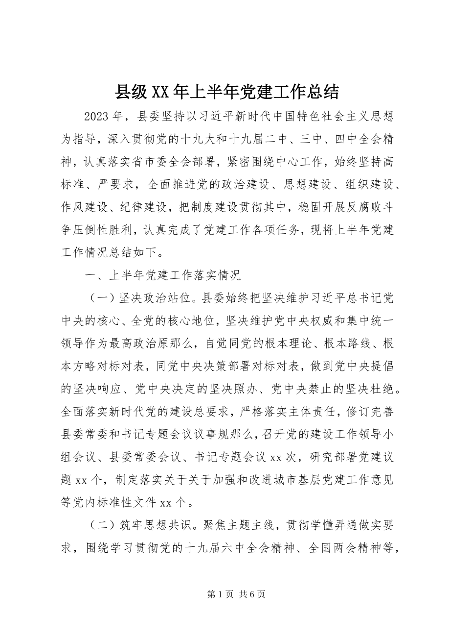 2023年县级上半年党建工作总结.docx_第1页