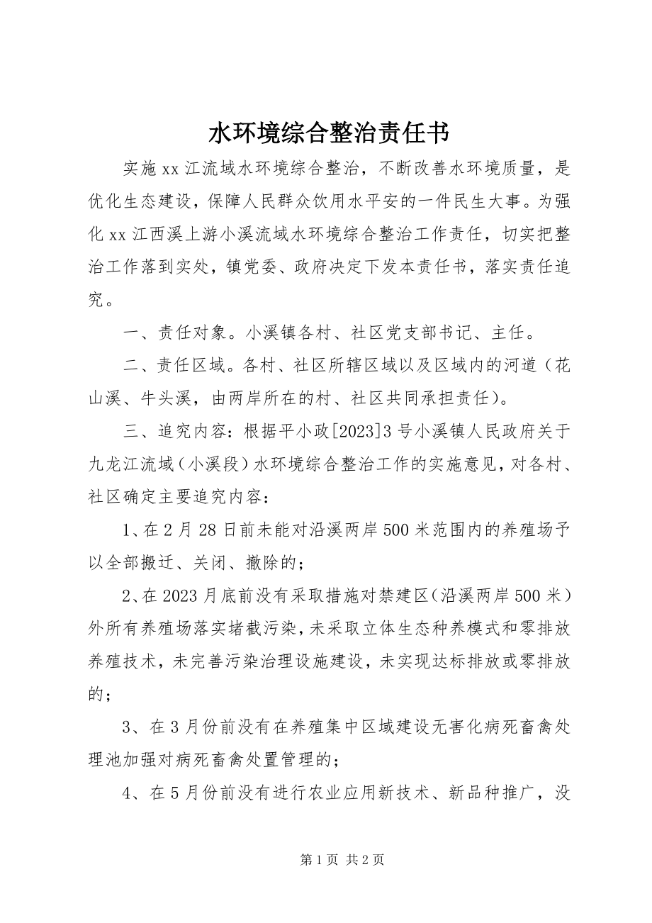 2023年水环境综合整治责任书.docx_第1页