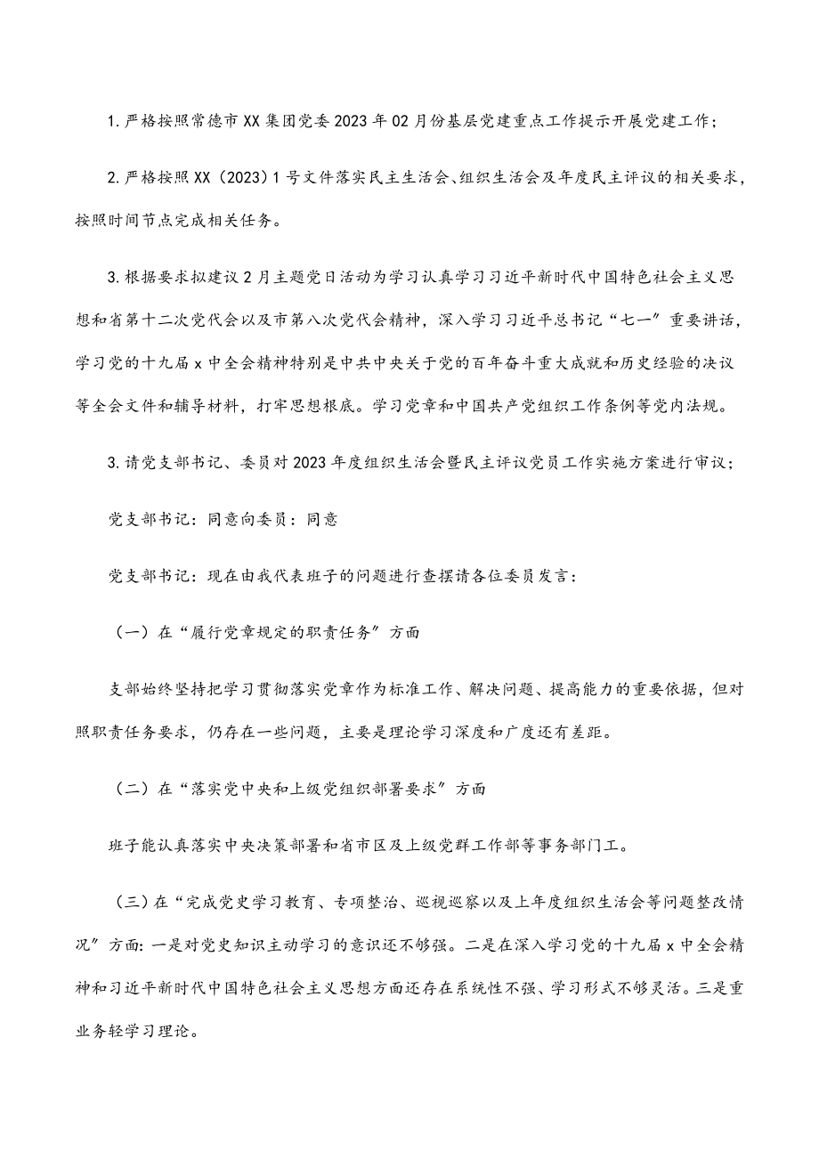 2023年公司总部支部委员会2月XX支部委员会会议记录.docx_第2页