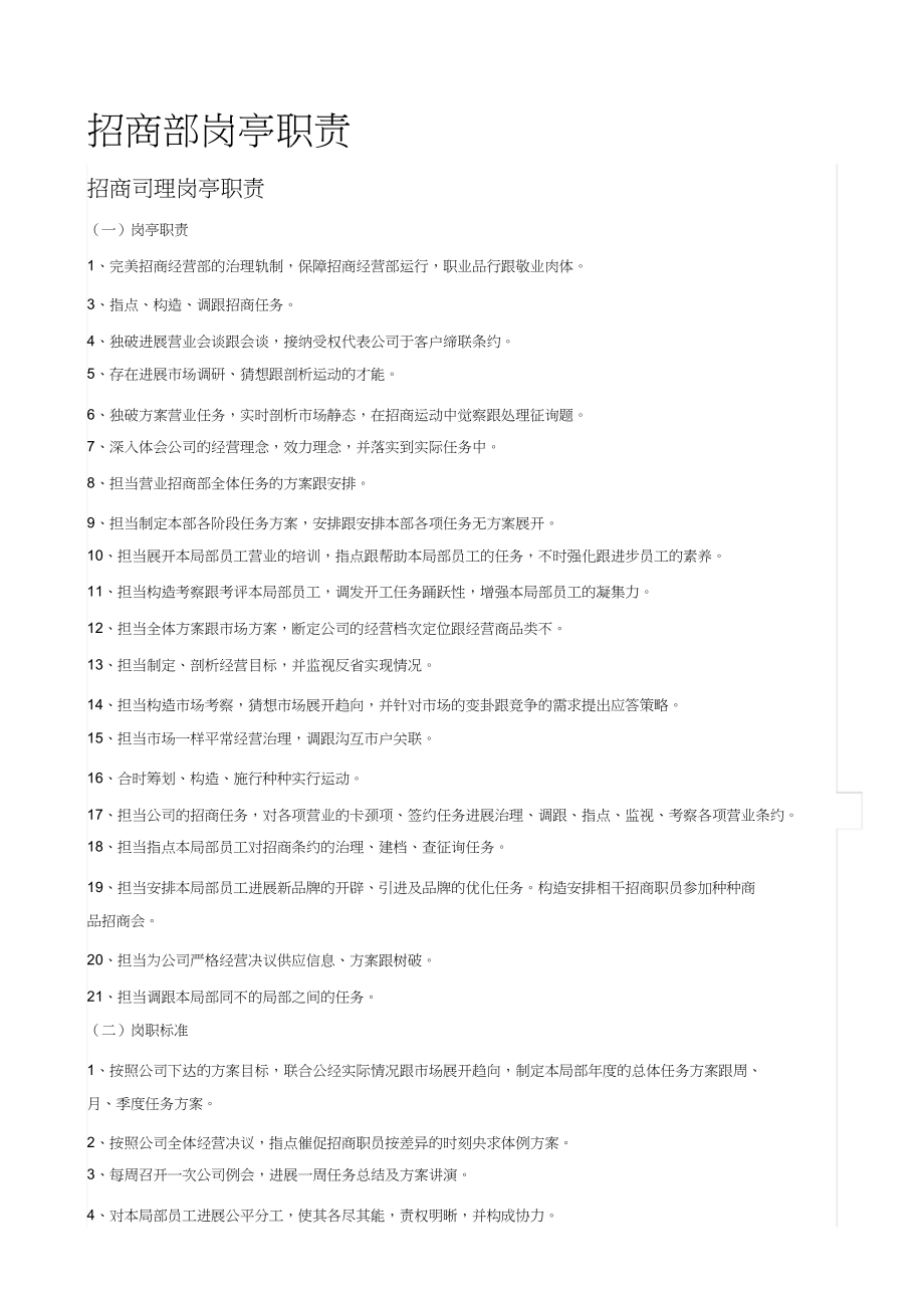 2023年招商管理部岗位职责说明.docx_第1页