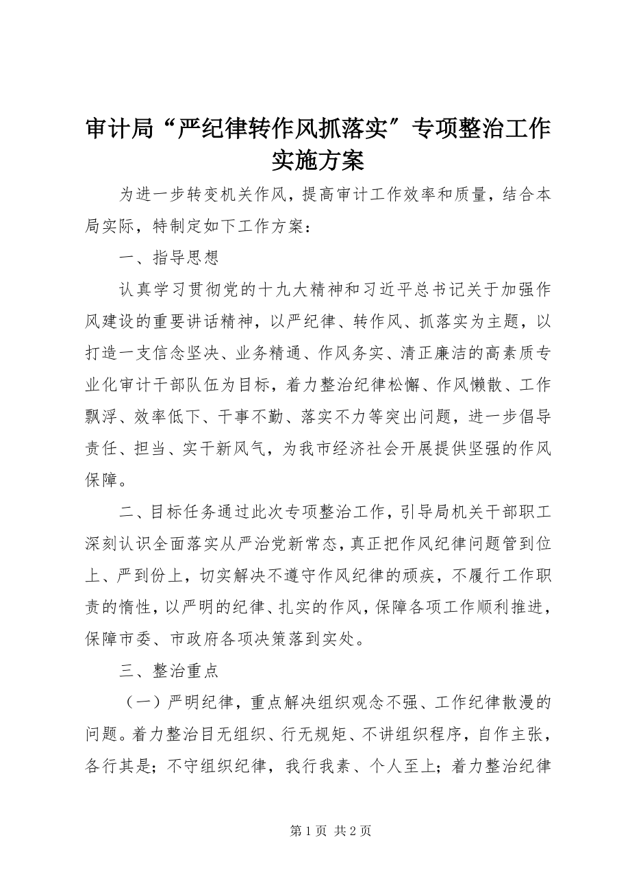 2023年审计局“严纪律转作风抓落实”专项整治工作实施方案.docx_第1页