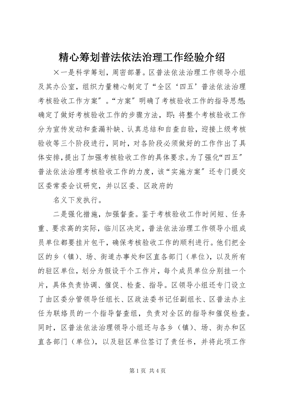 2023年精心筹划普法依法治理工作经验介绍.docx_第1页