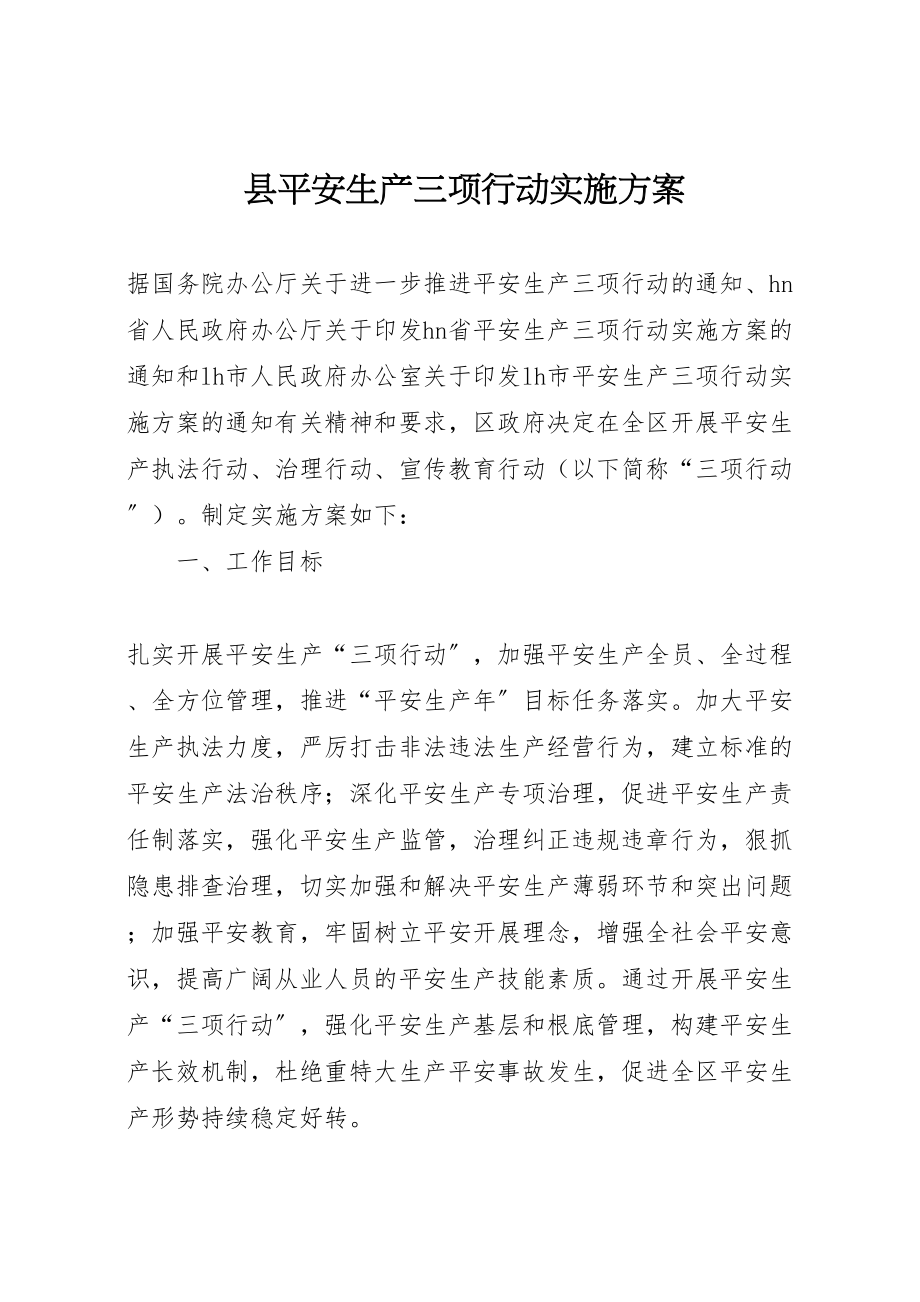 2023年县安全生产三项行动实施方案.doc_第1页