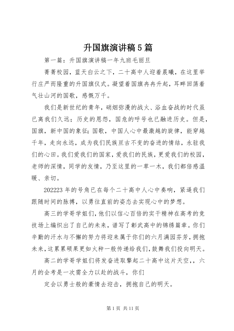 2023年升国旗演讲稿5篇.docx_第1页