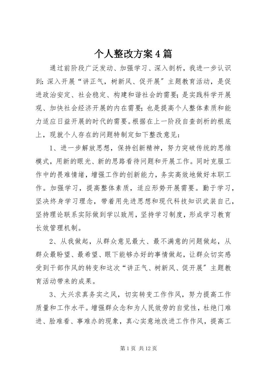 2023年个人整改方案4篇.docx_第1页