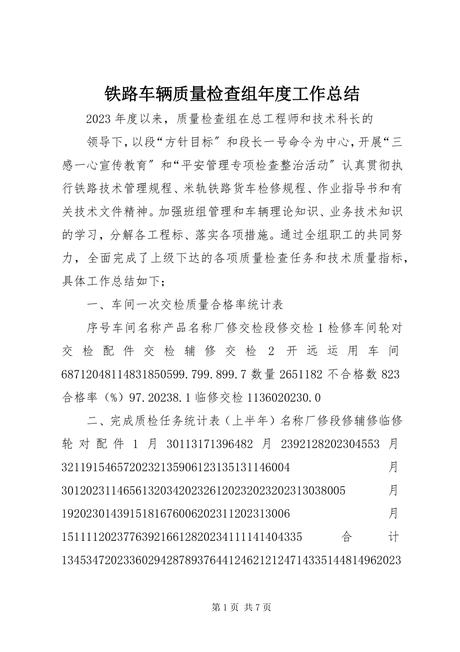 2023年铁路车辆质量检查组年度工作总结.docx_第1页