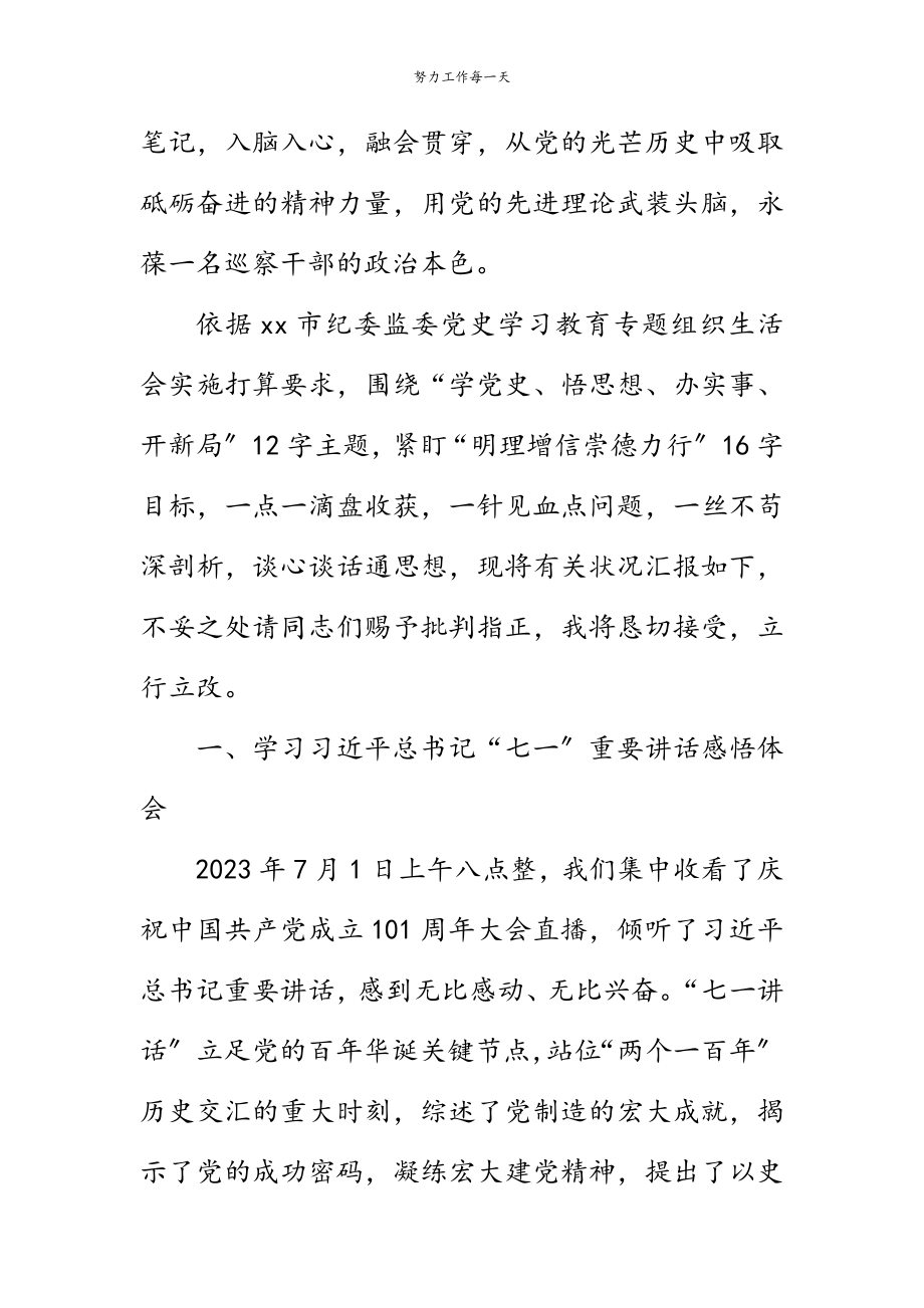 2023年巡察办副主任在党史学习教育专题组织生活会上的剖析.doc_第2页