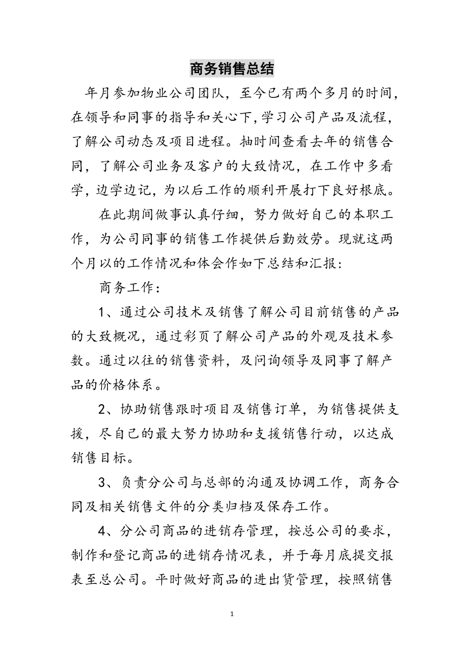 2023年商务销售总结范文.doc_第1页