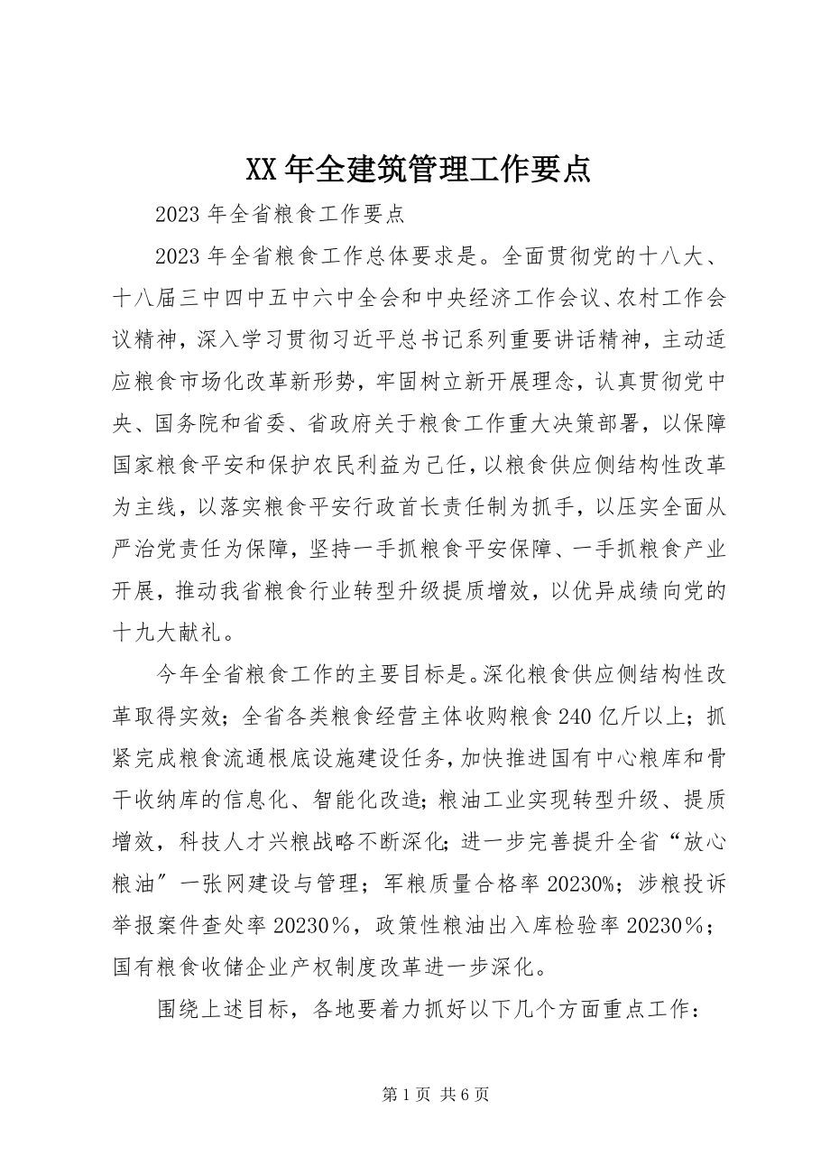 2023年全建筑管理工作要点.docx_第1页