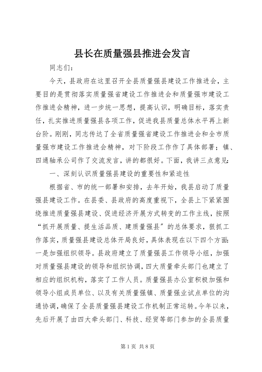 2023年县长在质量强县推进会讲话.docx_第1页