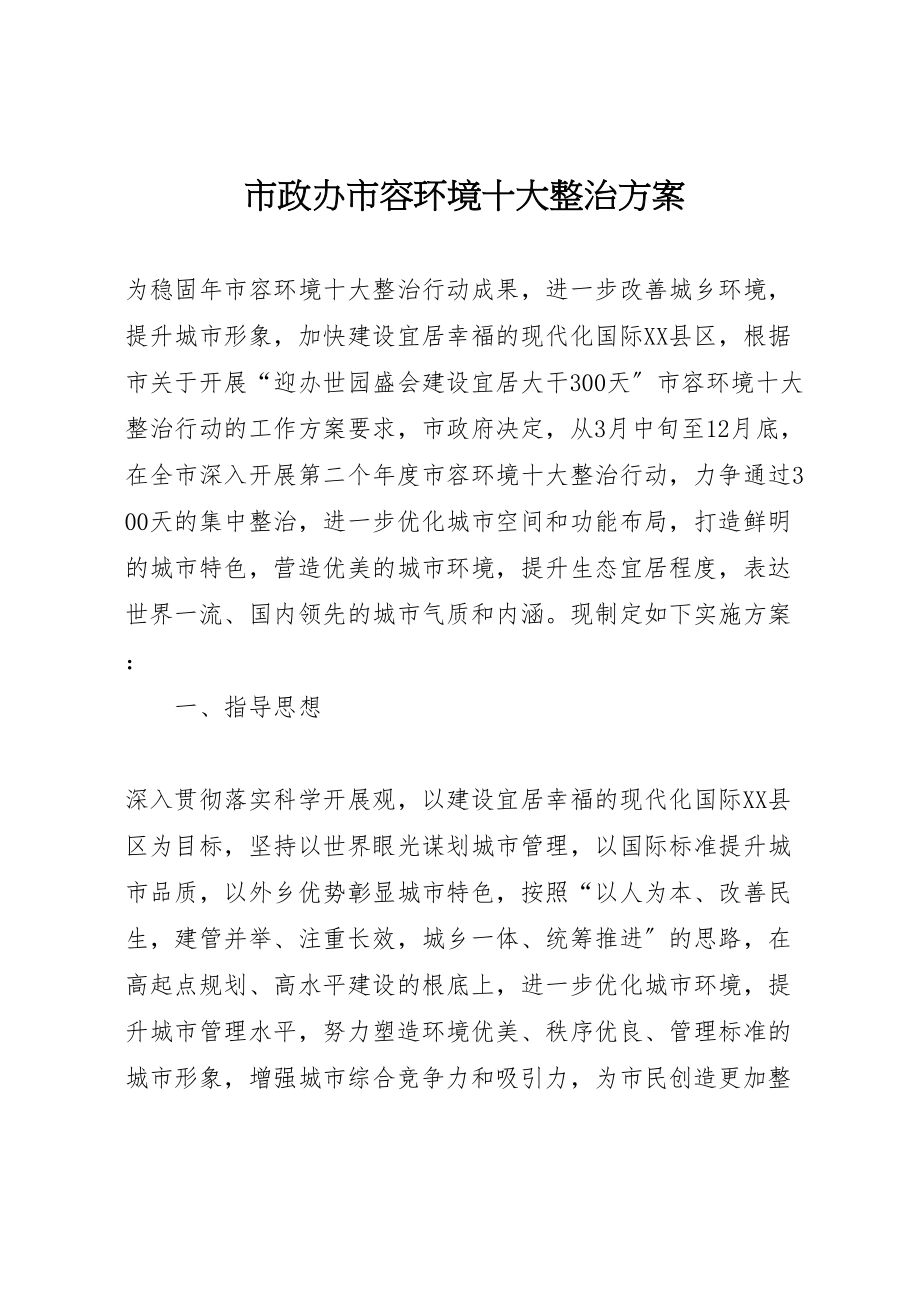 2023年市政办市容环境十大整治方案.doc_第1页