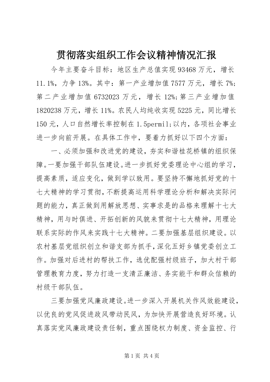 2023年贯彻落实组织工作会议精神情况汇报.docx_第1页