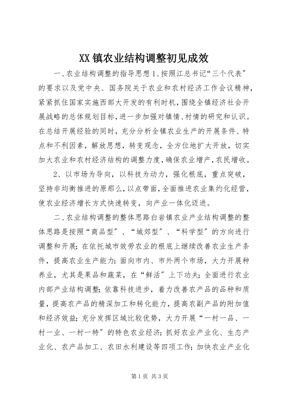 2023年XX镇农业结构调整初见成效新编.docx_第1页