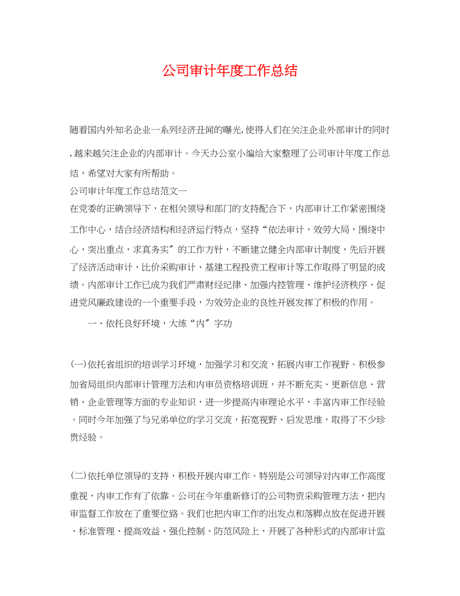 2023年公司审计度工作总结.docx_第1页