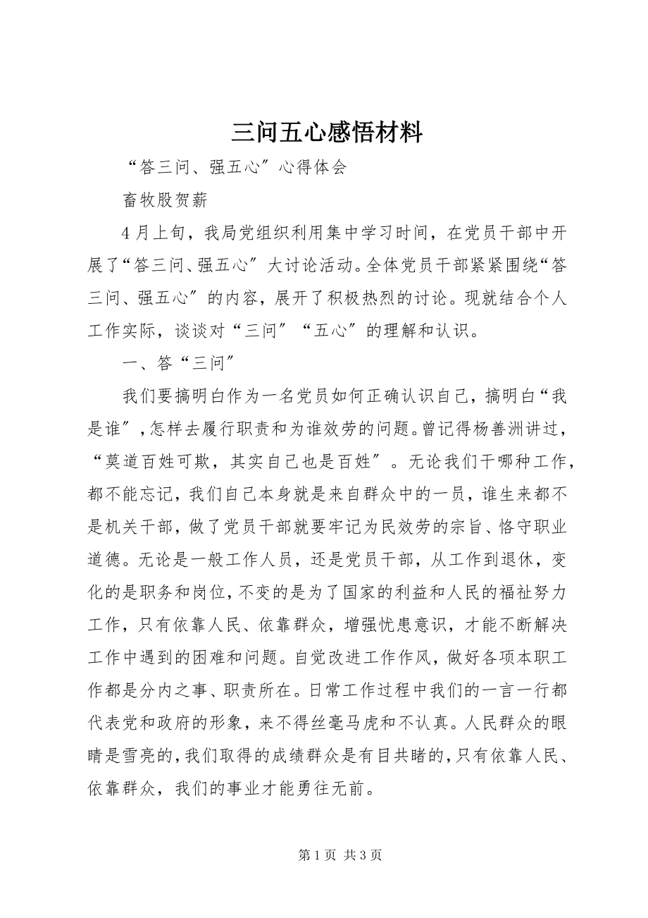 2023年三问五心感悟材料.docx_第1页