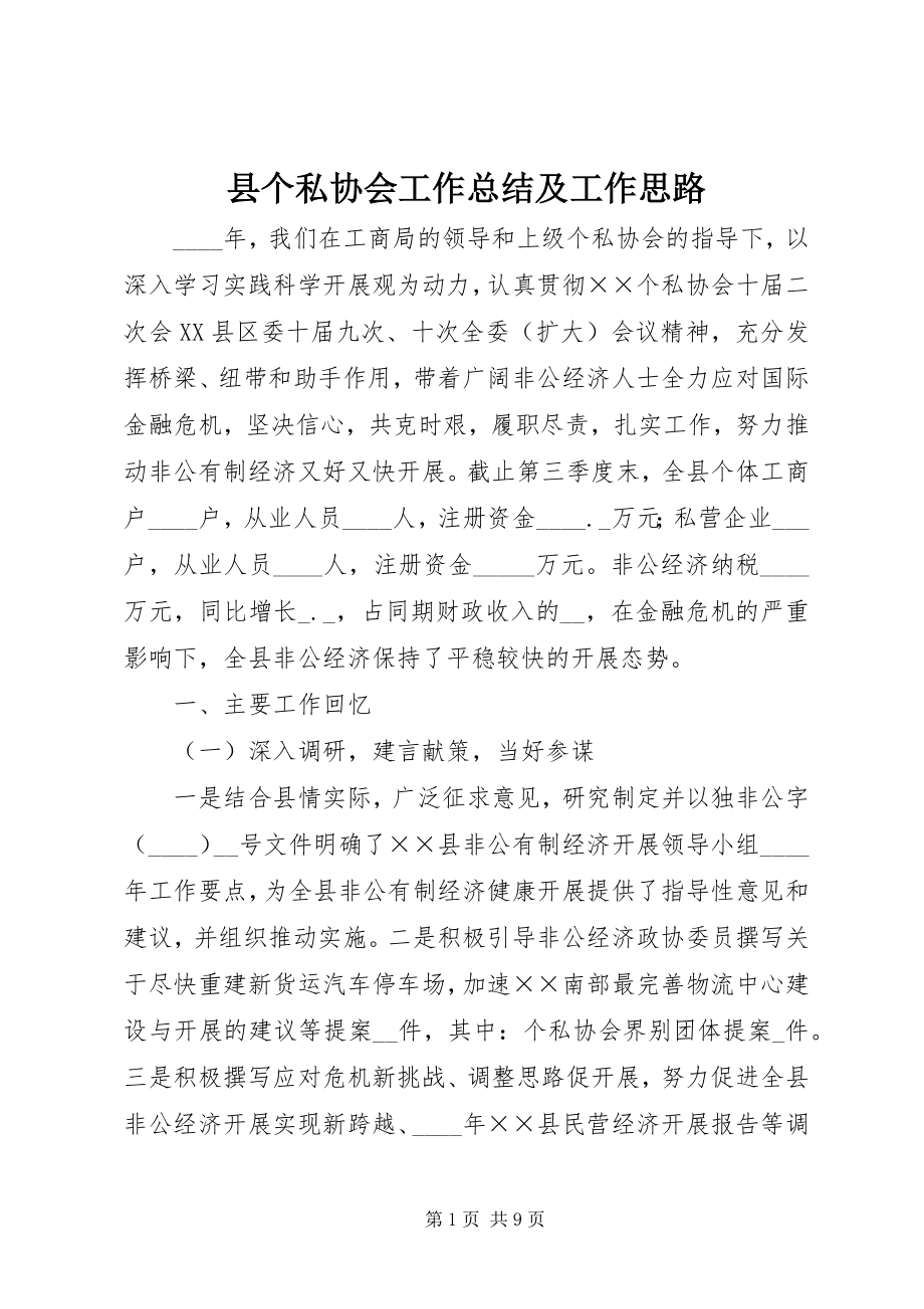 2023年县个私协会工作总结及工作思路.docx_第1页