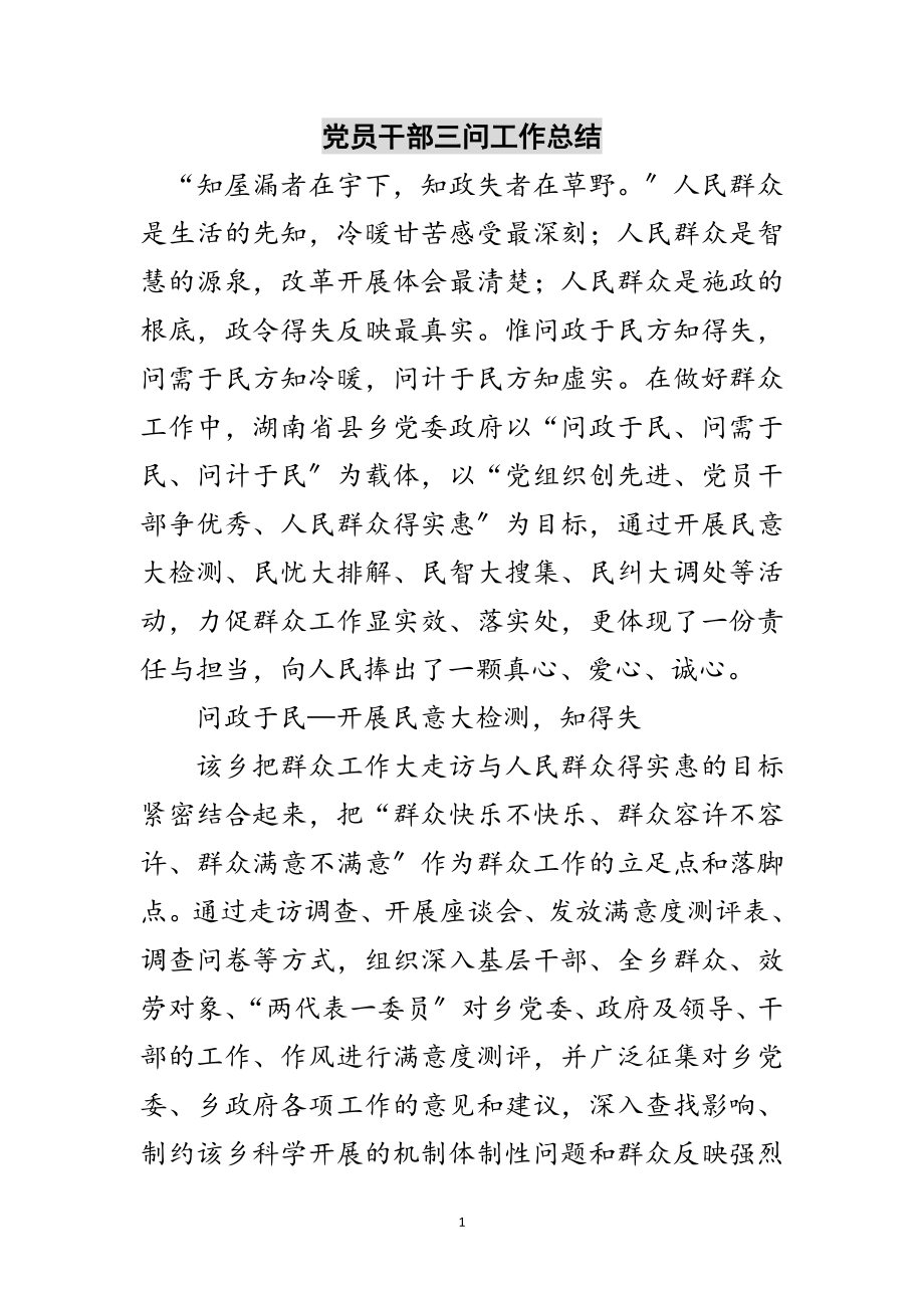 2023年党员干部三问工作总结范文.doc_第1页