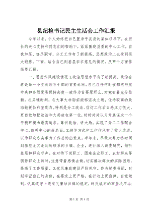 2023年县纪检书记民主生活会工作汇报.docx