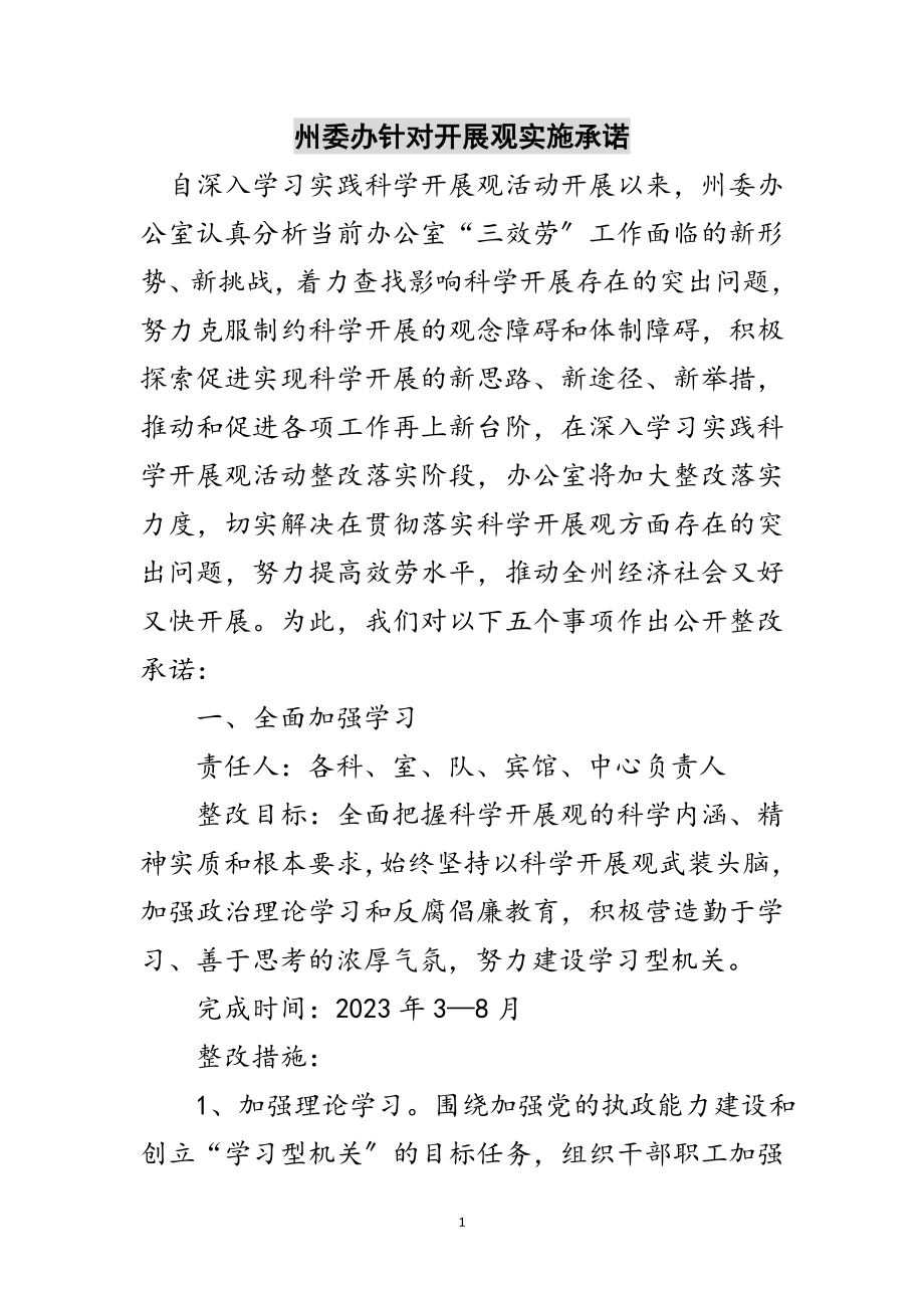 2023年州委办针对发展观实施承诺范文.doc_第1页