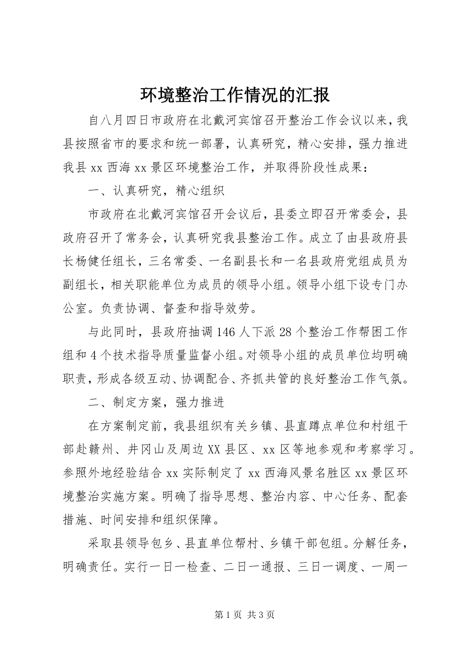 2023年环境整治工作情况的汇报.docx_第1页