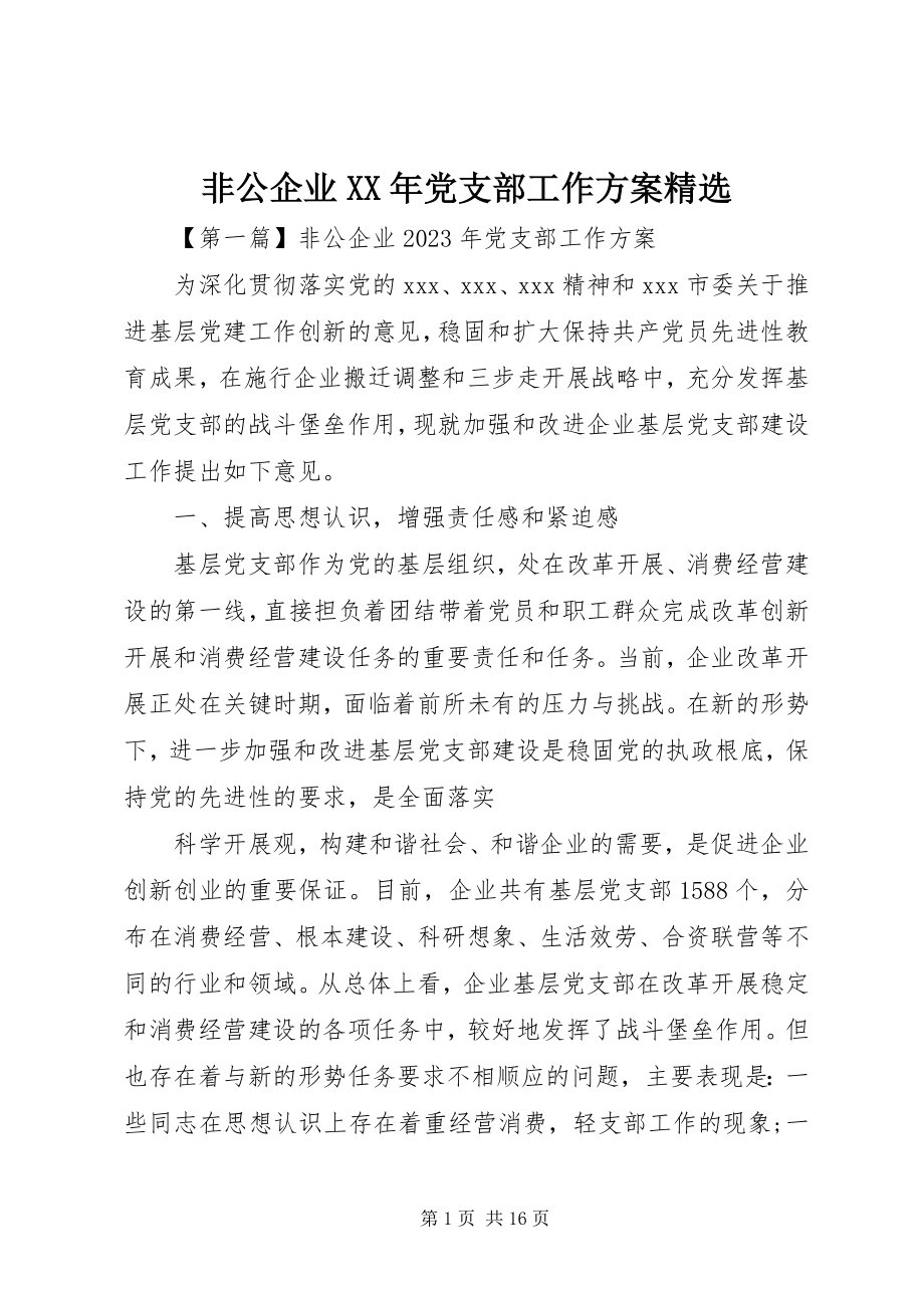 2023年非公企业某年党支部工作计划精选.docx_第1页