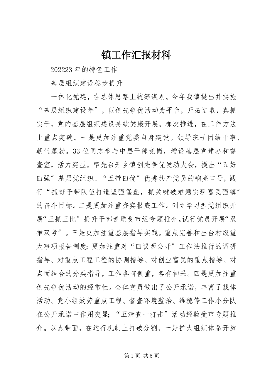 2023年镇工作汇报材料.docx_第1页