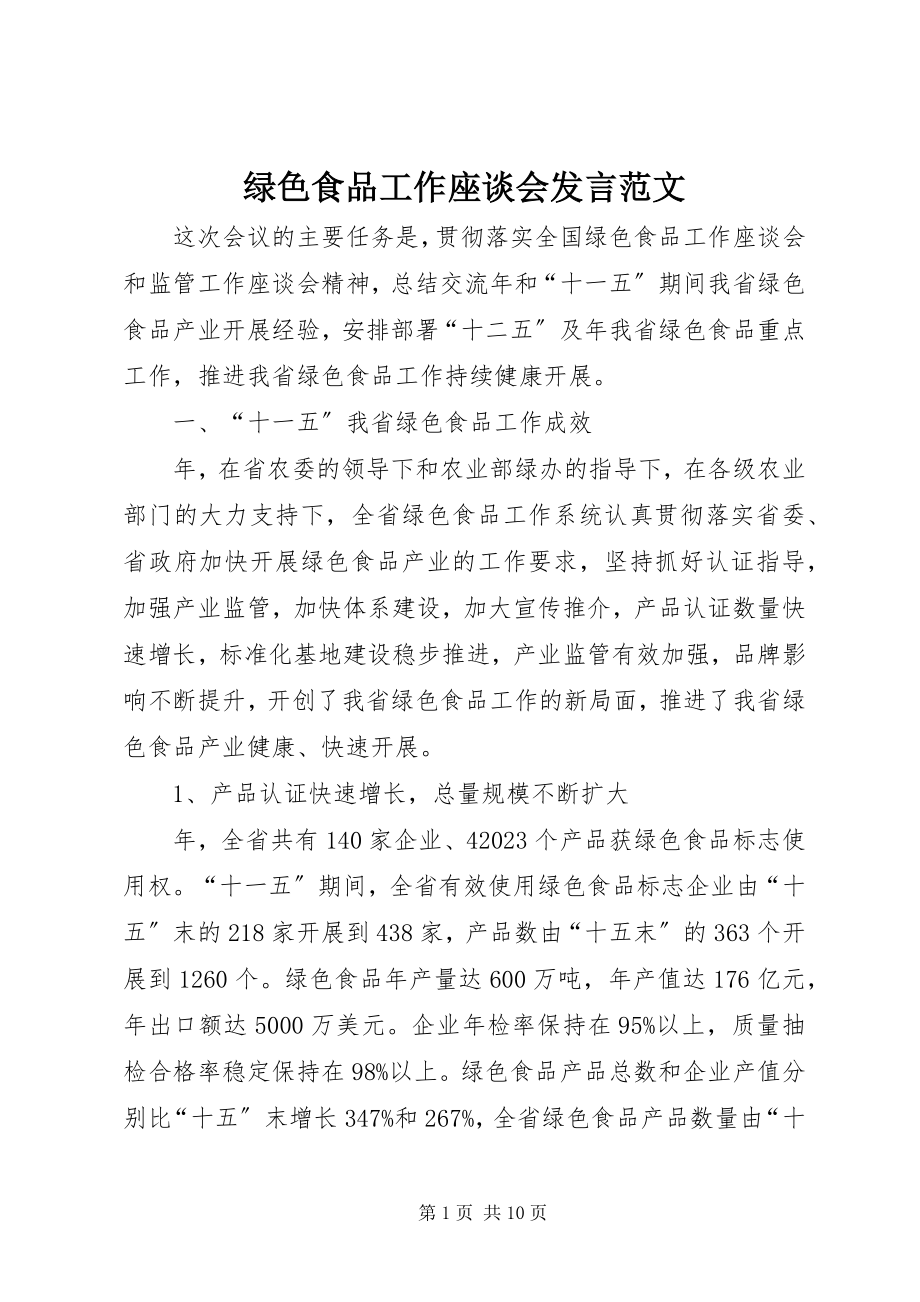 2023年绿色食品工作座谈会讲话.docx_第1页