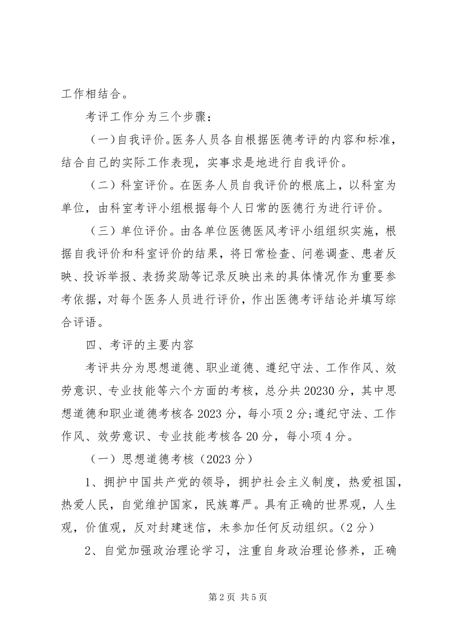 2023年卫生系统医务人员医德考评制度实施办法.docx_第2页