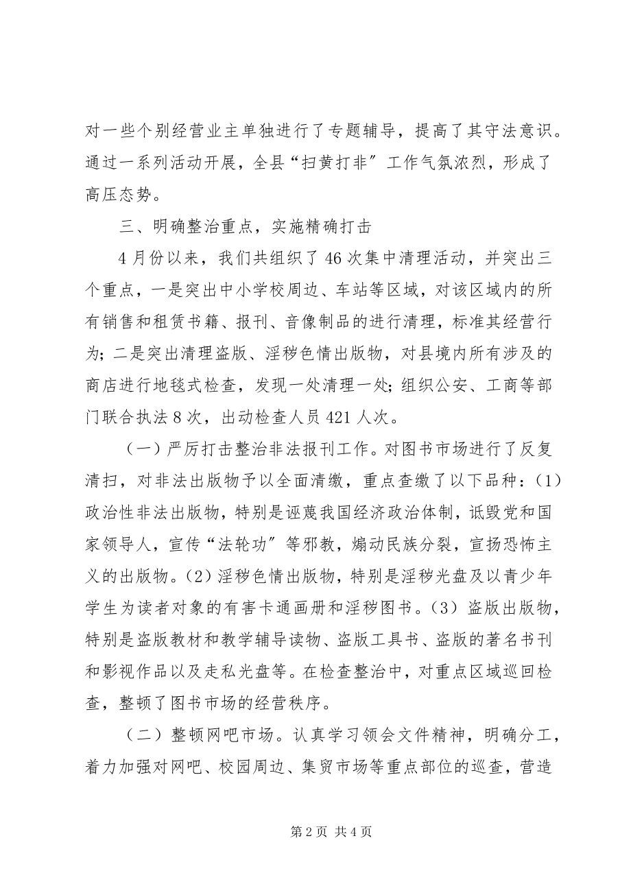 2023年扫黄打非四个专项行动工作总结.docx_第2页