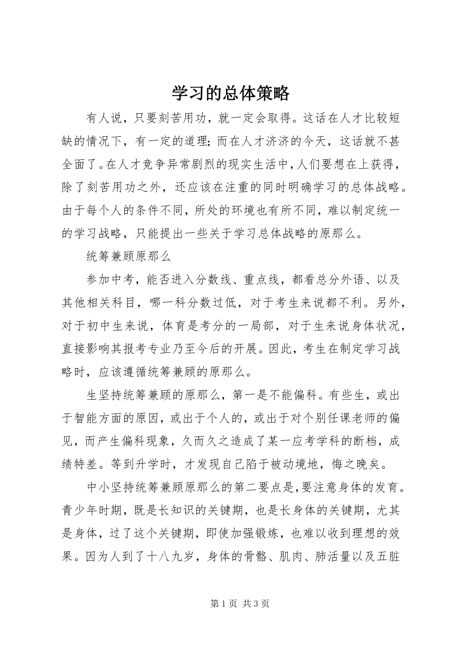 2023年学习的总体策略.docx_第1页