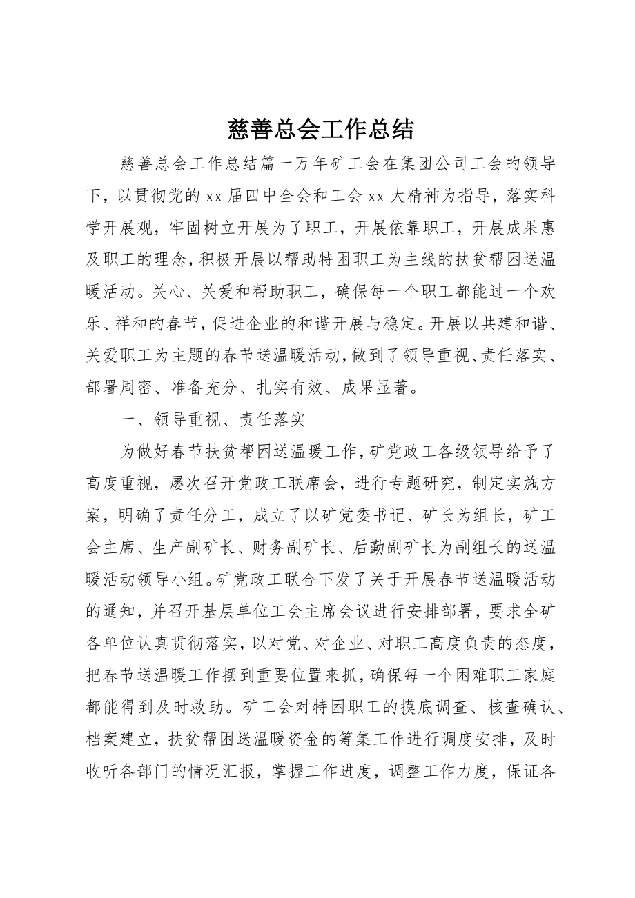 2023年慈善总会工作总结新编.docx_第1页