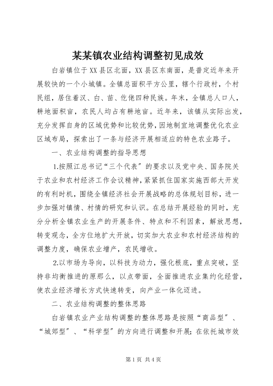 2023年某某镇农业结构调整初见成效.docx_第1页