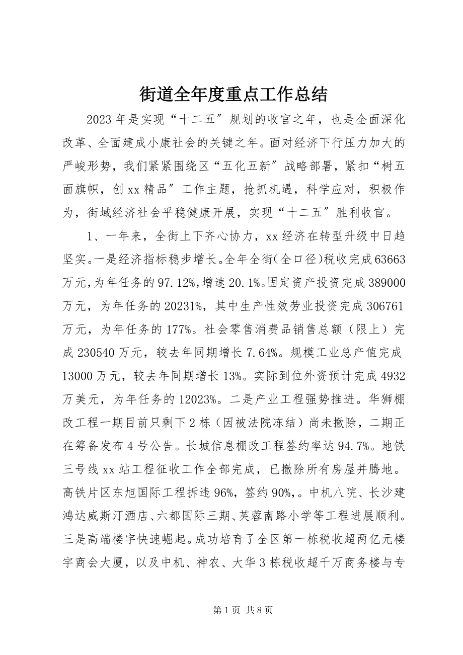 2023年街道全度重点工作总结.docx_第1页