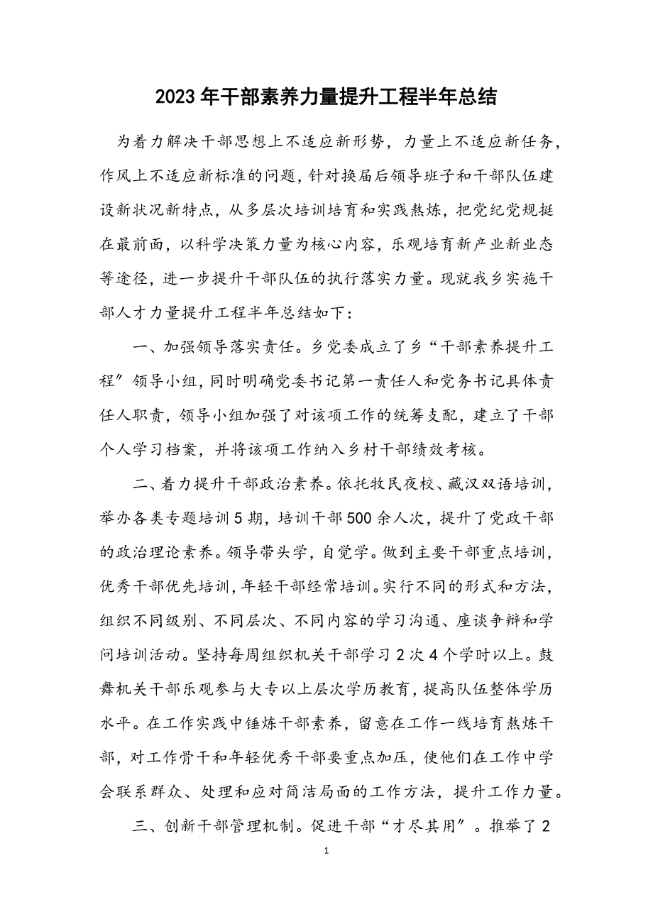 2023年干部素质能力提升工程半年总结.docx_第1页