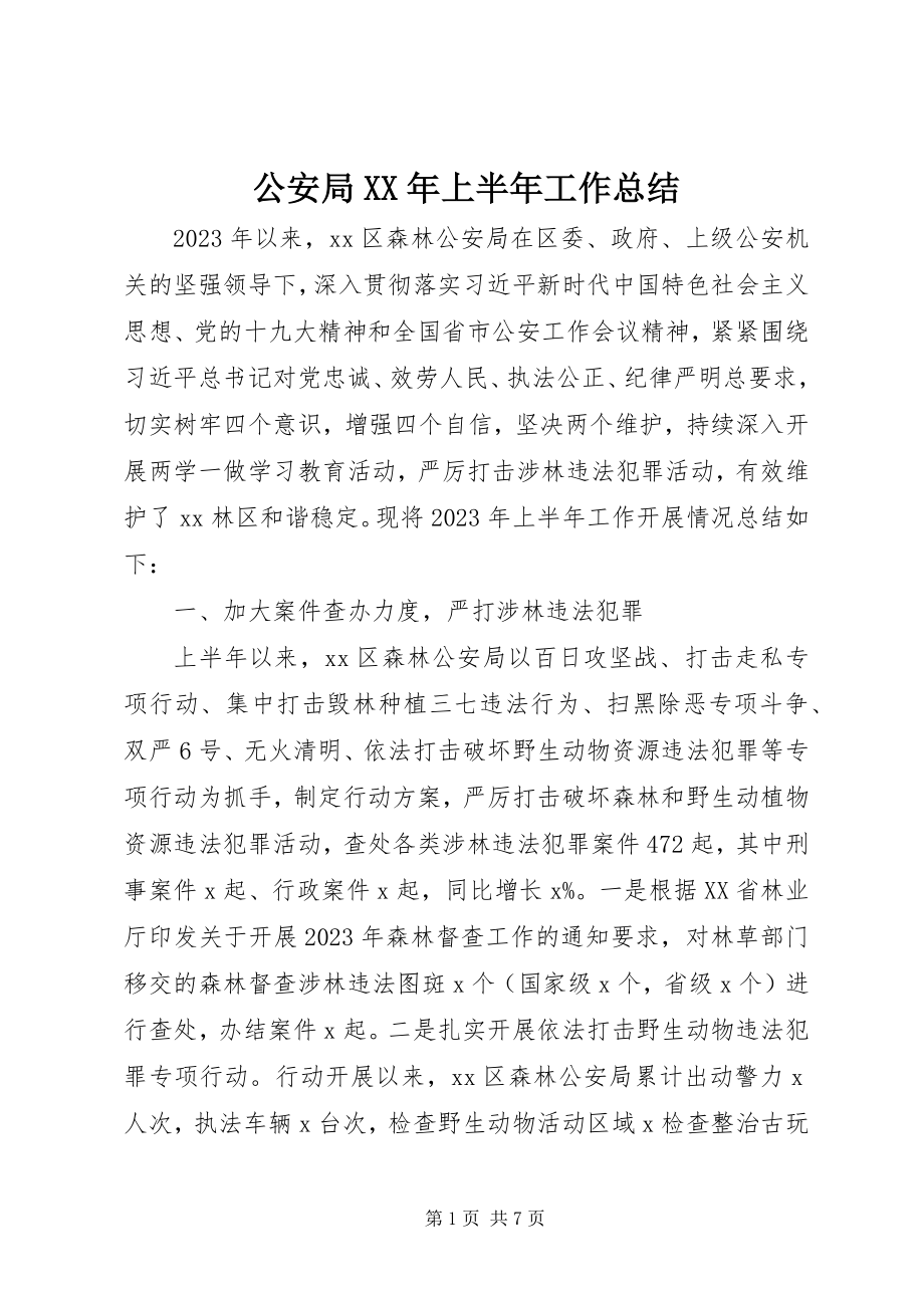 2023年公安局某年上半年工作总结.docx_第1页