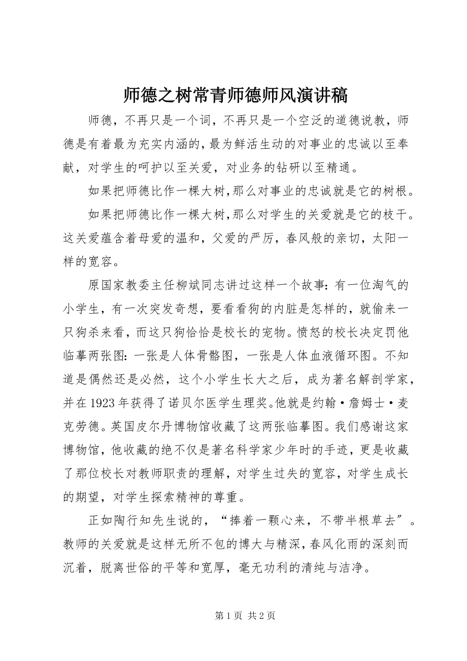 2023年师德之树常青师德师风演讲稿.docx_第1页