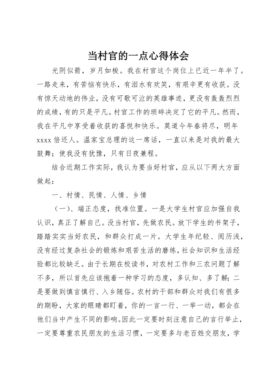 2023年当村官的一点心得体会新编.docx_第1页