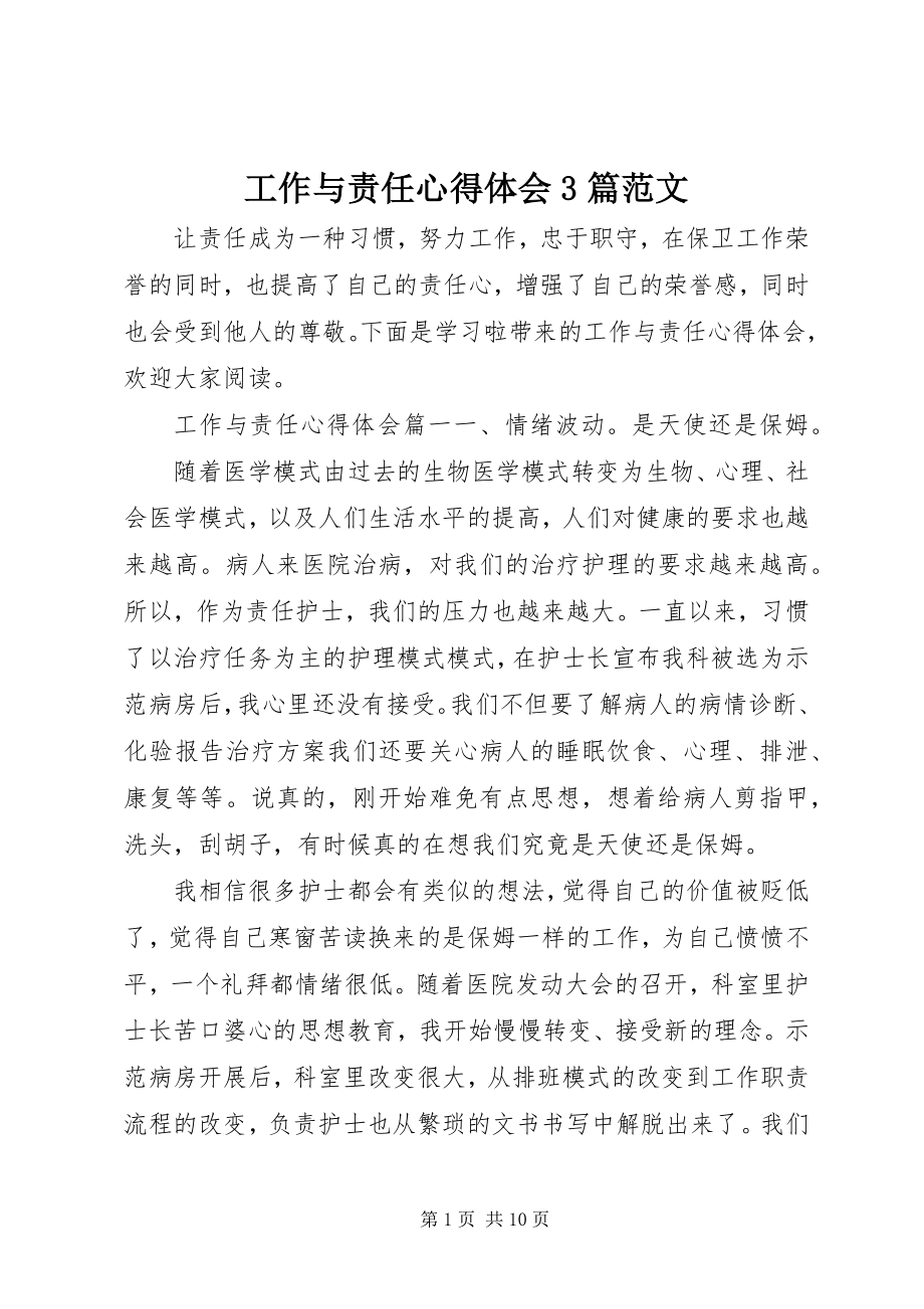 2023年工作与责任心得体会3篇精选.docx_第1页