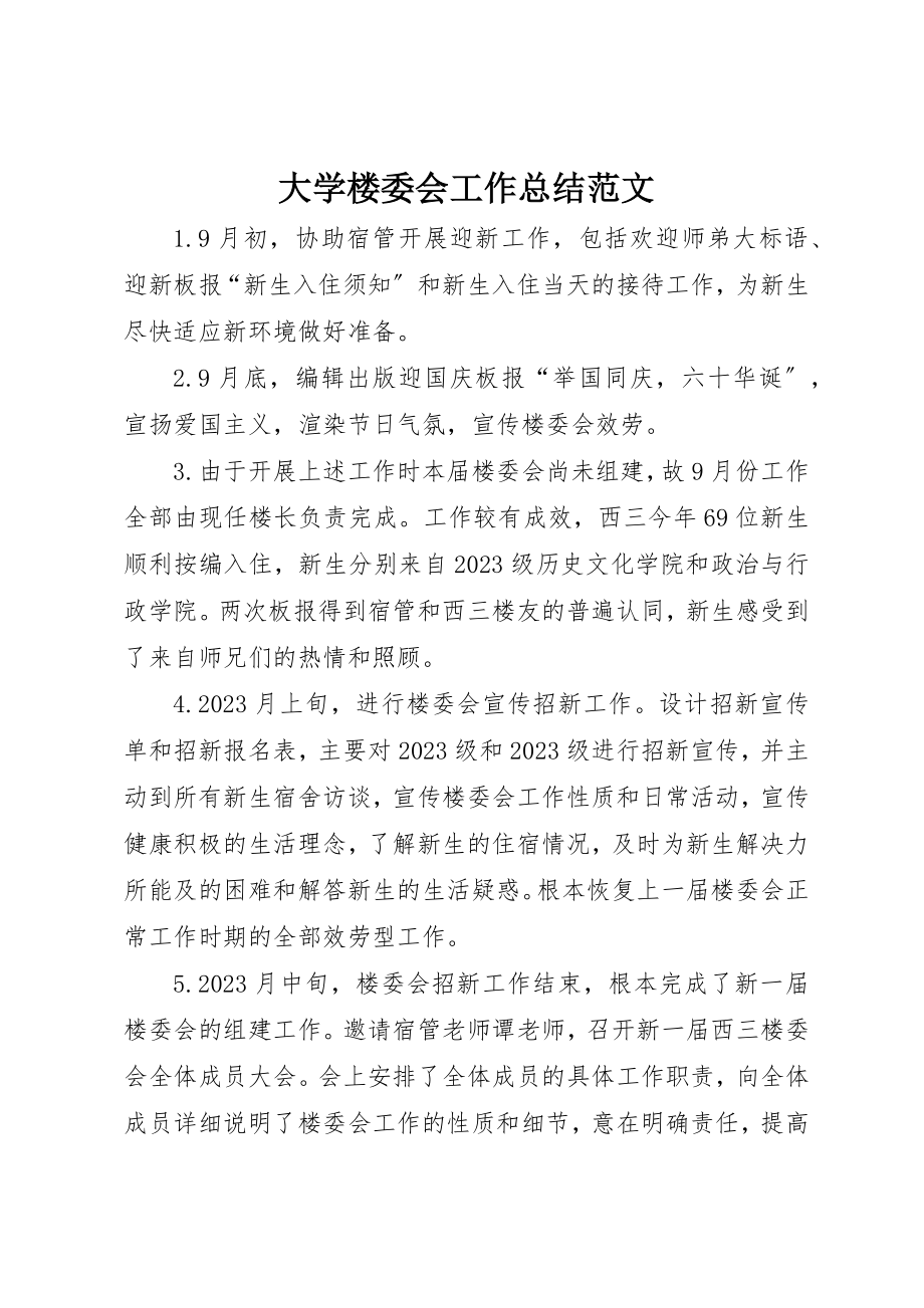 2023年大学楼委会工作总结2.docx_第1页