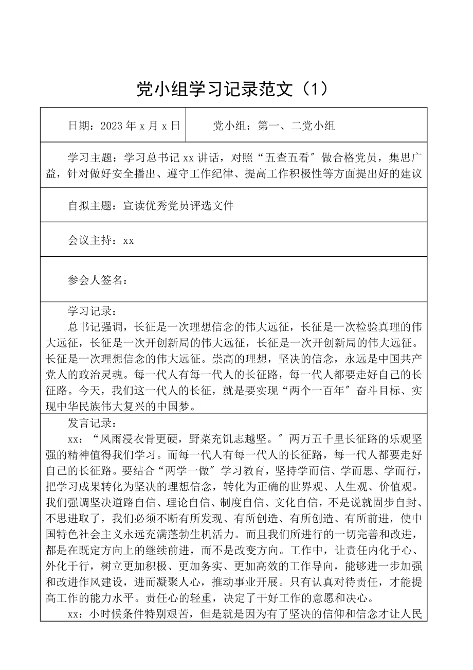 2023年会议记录党小组会议记录4篇.doc_第1页