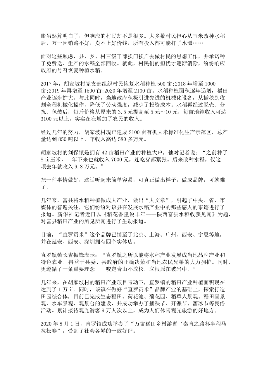 2023年陕西富县万亩水稻打造黄土高原上的“绿色奇迹”.doc_第2页