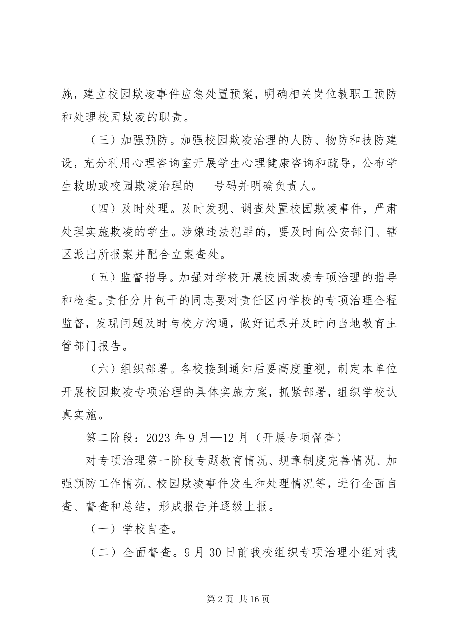 2023年开展校园欺凌专项治理实施方案.docx_第2页