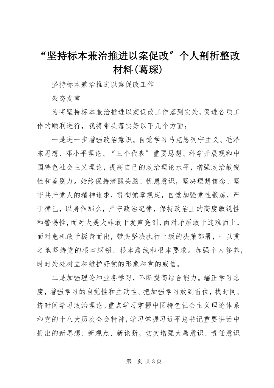 2023年“坚持标本兼治推进以案促改”个人剖析整改材料葛琛新编.docx_第1页