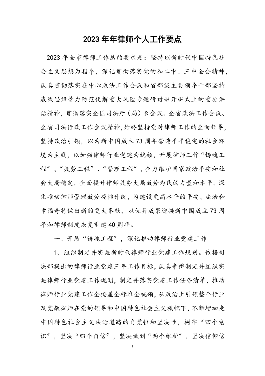 2023年律师个人工作要点.docx_第1页