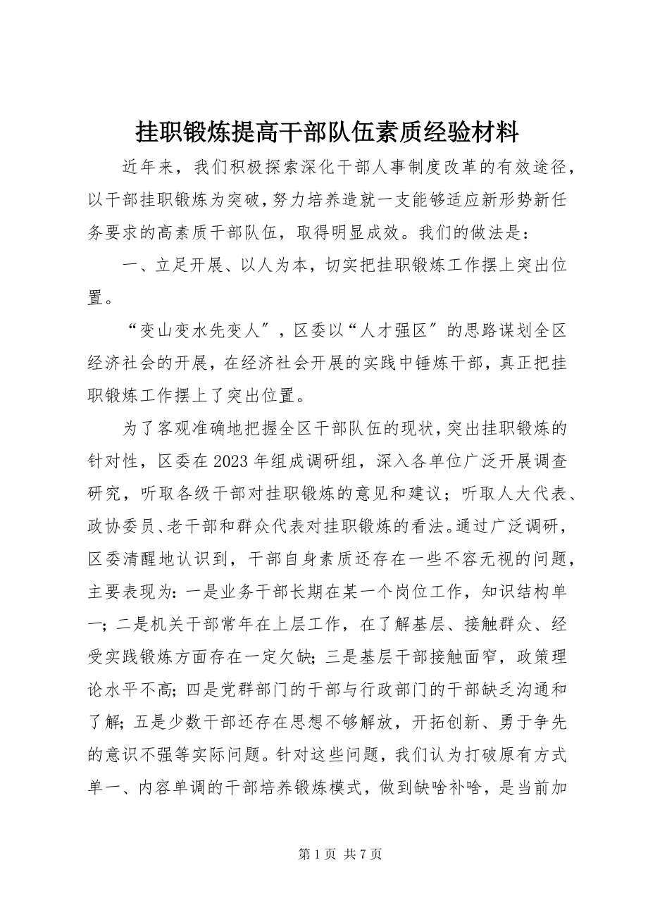 2023年挂职锻炼提高干部队伍素质经验材料.docx_第1页