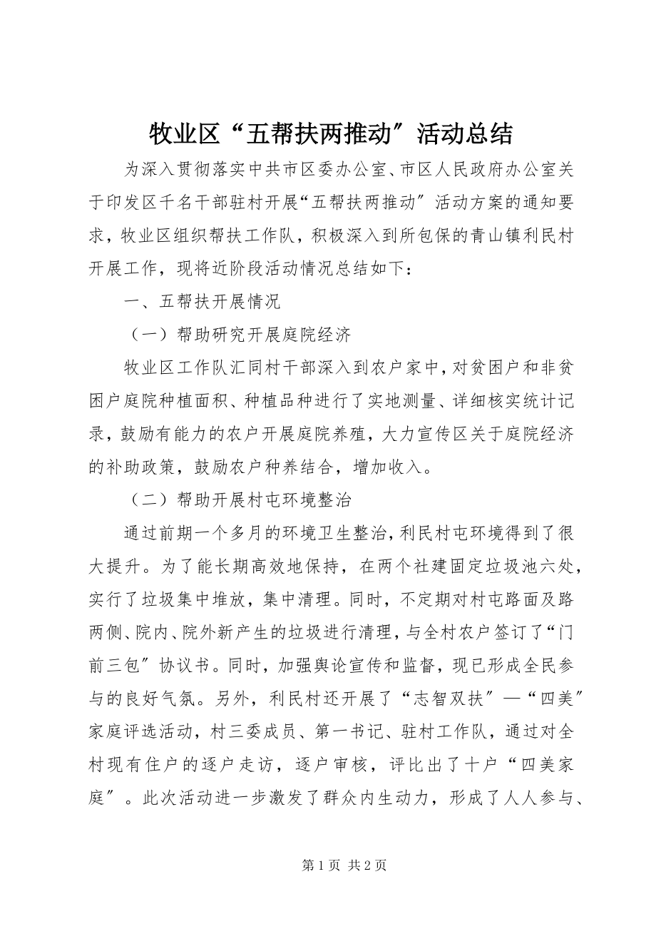 2023年牧业区“五帮扶两推动”活动总结.docx_第1页