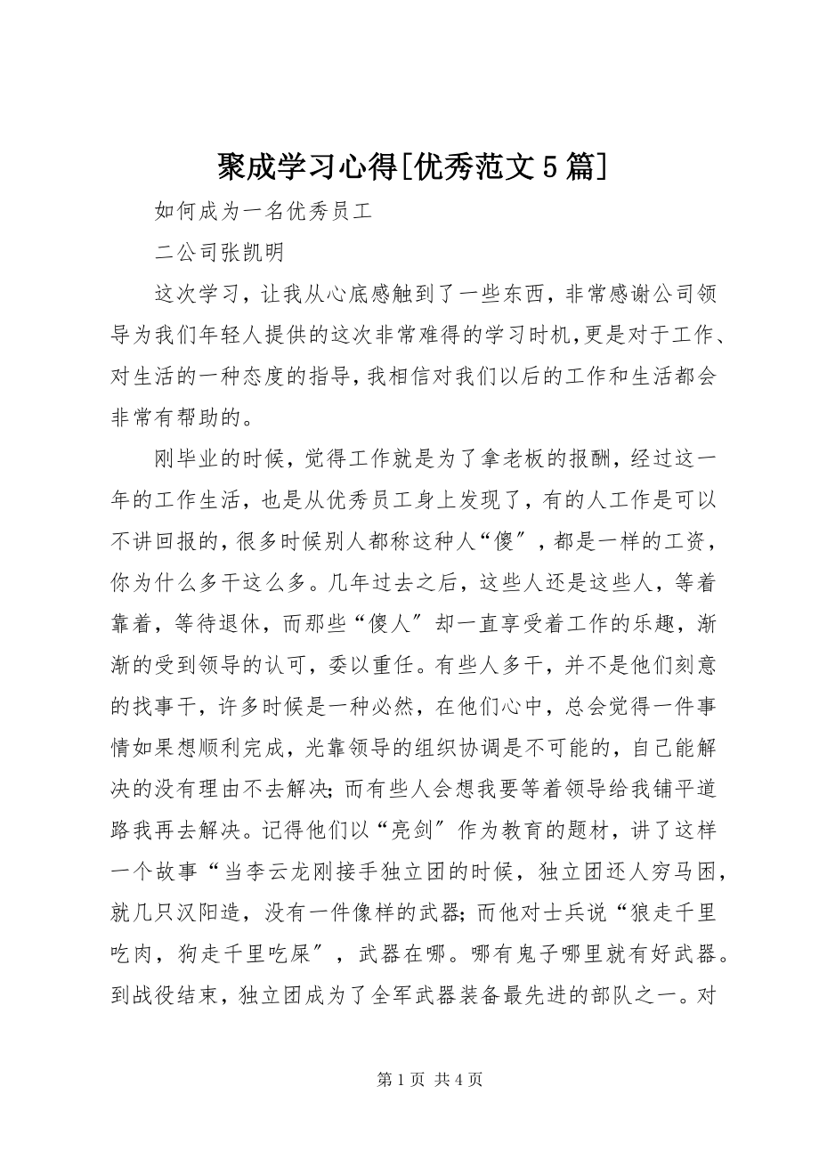 2023年聚成学习心得[优秀5篇.docx_第1页